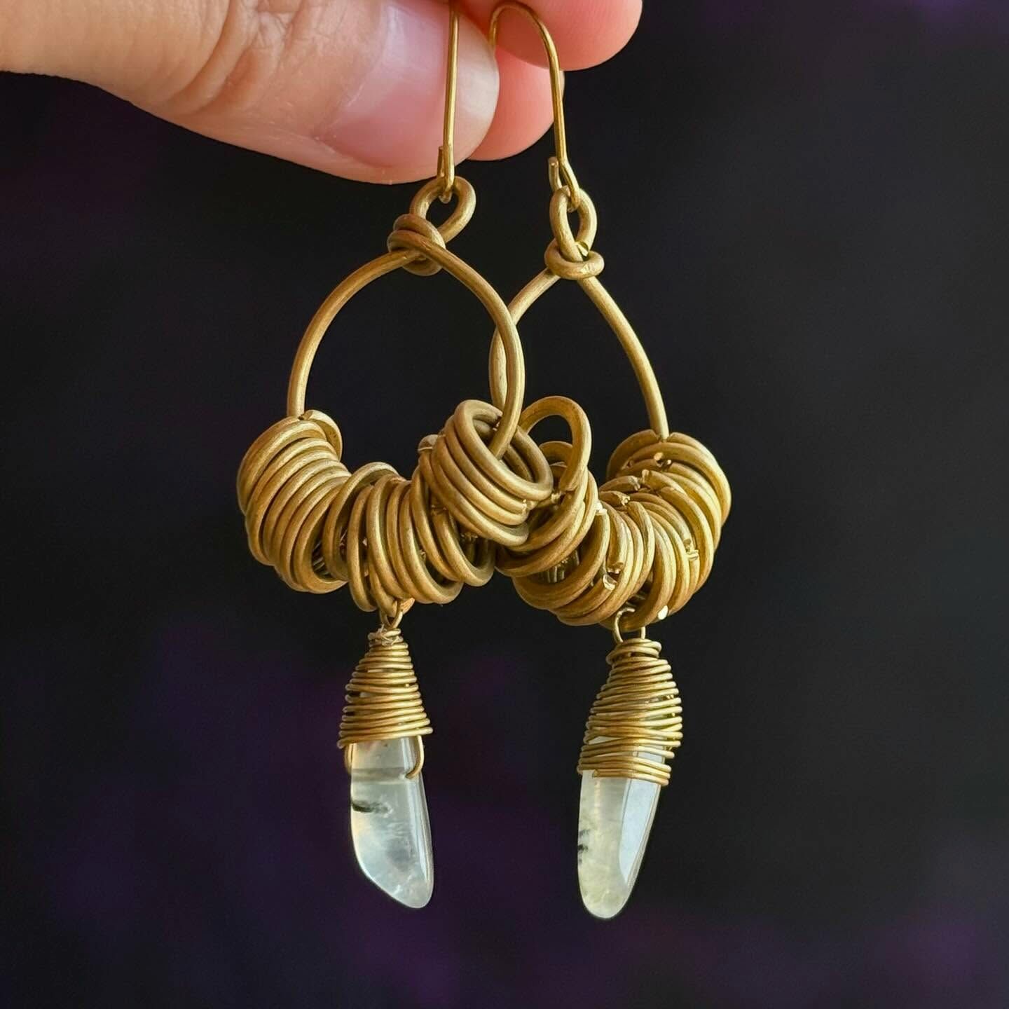 [原石] 葡萄石 耳環 原創設計款