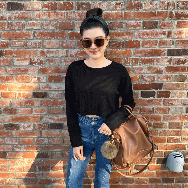 百搭坑條針織上衣