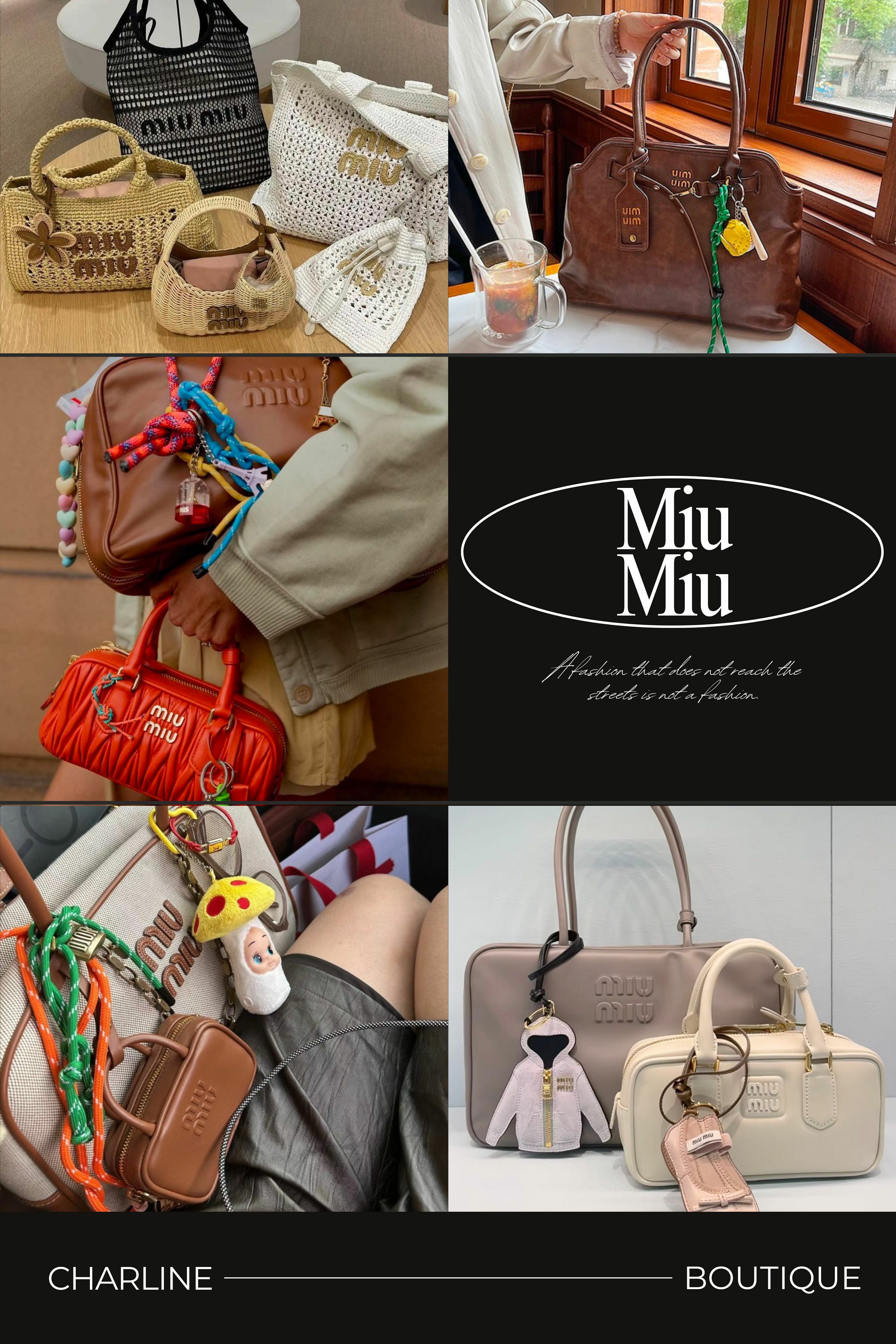 精品吊飾推薦 5：Miu Miu Miu Miu 絕對是近期的「時尚寵兒」！不管是包包還是配件，每款都讓人一見就愛上，特別是掛飾，超多明星和網紅都搶著掛上，真的是時尚穿搭的秘密武器！Miu Miu 的掛飾設計風格可愛俏皮，讓人忍不住想要all in，其中最受歡迎的掛飾非經典包款的迷你縮小版莫屬，像 Ivy 和 Arcadie 包款都推出了等比例縮小版的超萌迷你掛飾，這波操作讓人很難抵擋，秒被 Miu Miu 圈粉！ 另外還有一款特別的「鞋帶掛飾」，靈感來自 New Balance x Miu Miu 聯名球鞋的鞋帶，色彩豐富，可以和其他掛飾自由搭配，推出後立刻售罄！而 2024 秋冬系列更將芭蕾舞鞋、太空棉外套、低腰迷你裙和書呆子藍襯衫等爆款提煉成掛件，每款都充滿個性又精緻，讓人無法抗拒。 Miu Miu 的掛飾不僅識別度高，還能讓人一眼就看出你的時尚品味，是不可錯過的夢幻配件。想要成為時尚指標，不妨用小預算入手一個吊飾，立刻實現你的 Miu Miu 時尚夢！