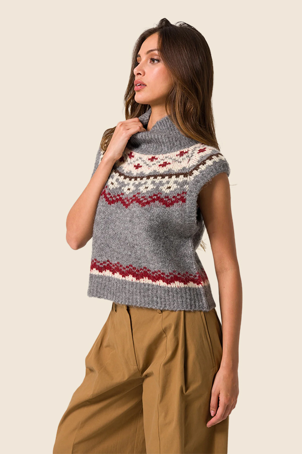 LINE & DOT - 高圓領針織背心