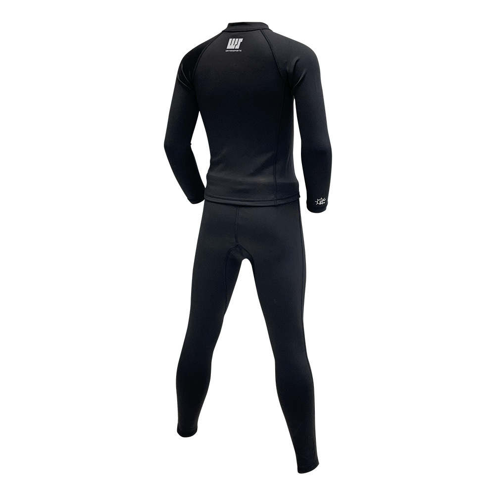 1.2mm 兒童短纖抓毛游泳保暖套裝 (前半拉鍊) - 黑