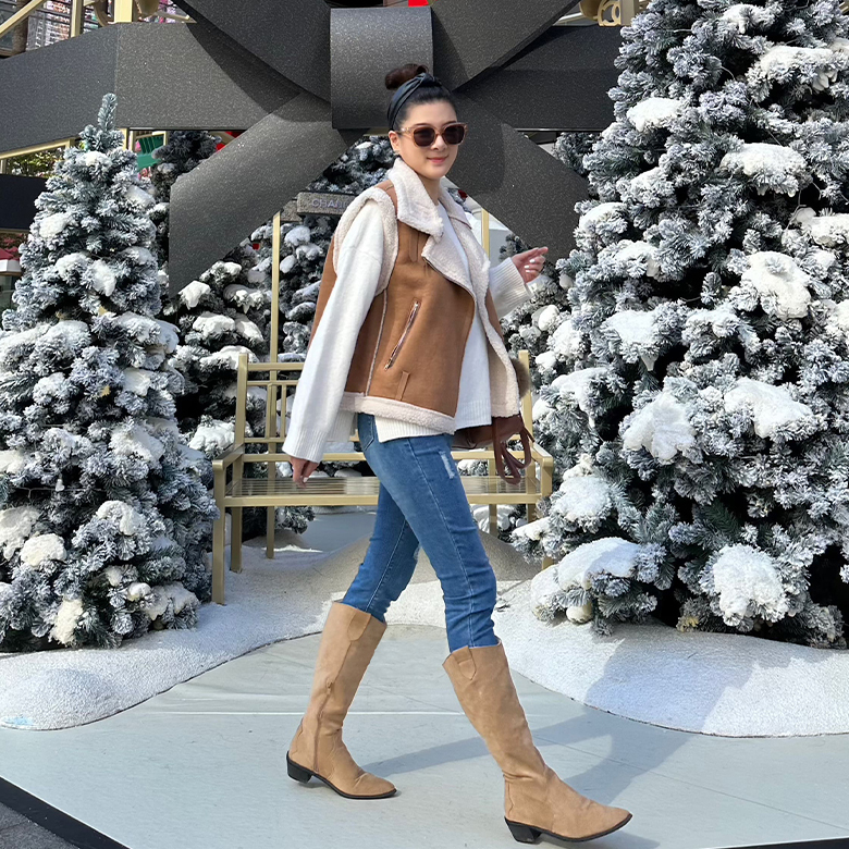 羊羔毛麂皮背心