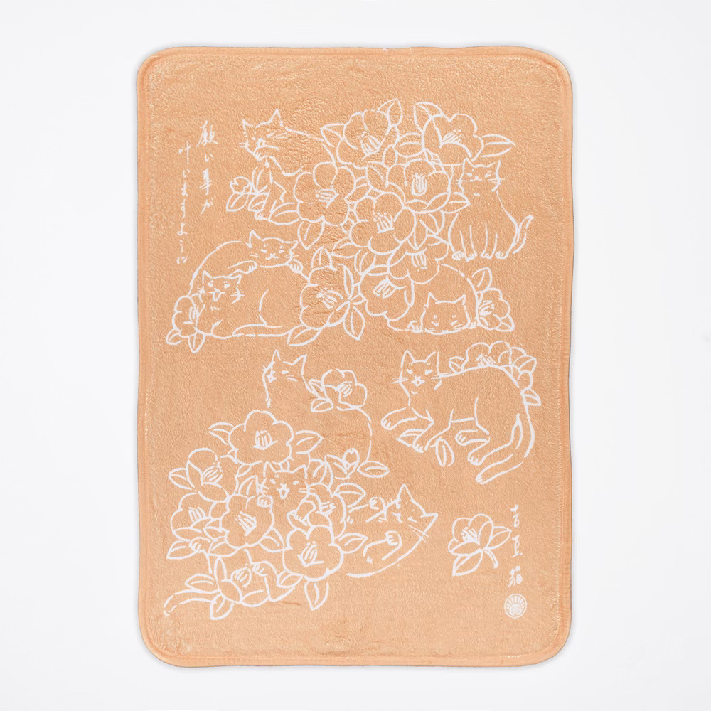 台灣吉豆貓｜祈福九貓空調毯 (椿花與貓)