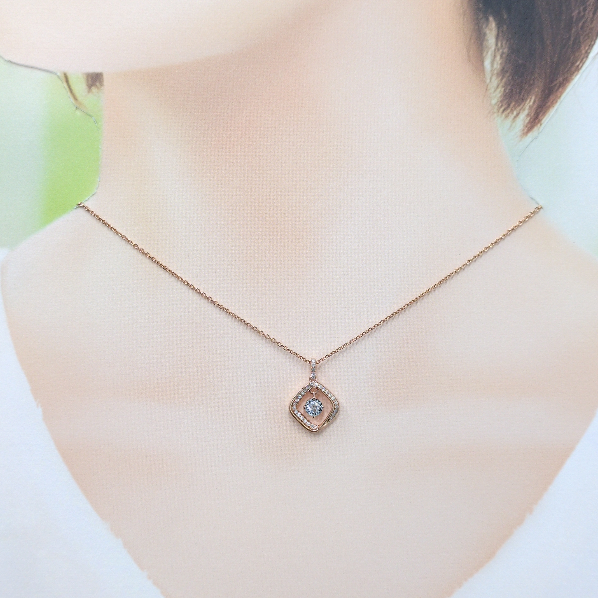 18K Rose Gold 0.20ct Diamond Pendant