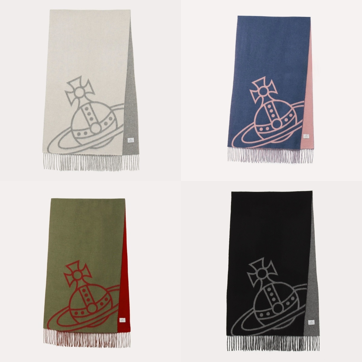 現貨┃Vivienne Westwood LOGO 雙面 100% 羊毛 保暖 披肩 圍巾