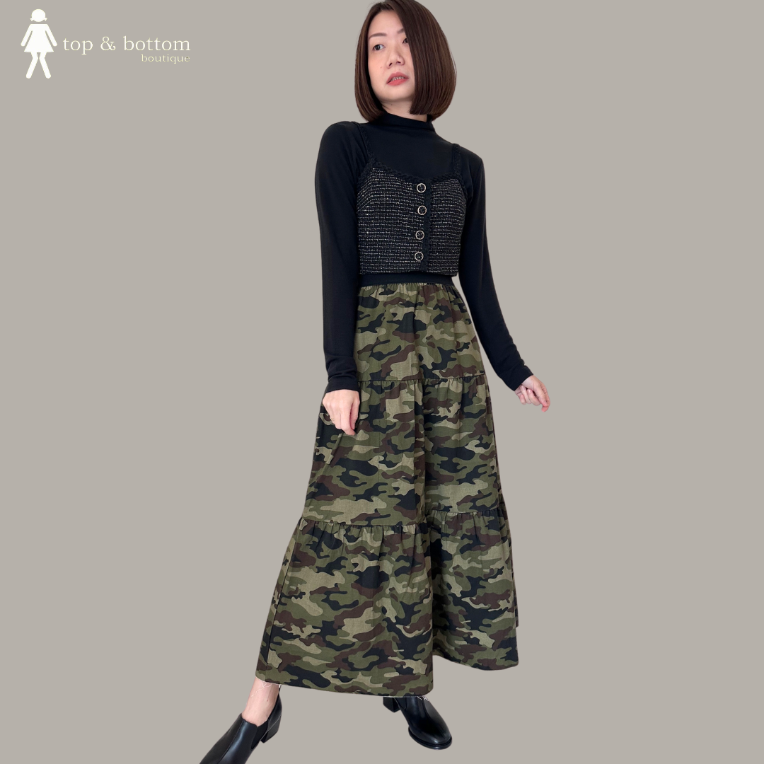 STRAP TWEED TOP WITH LONG SLEEVE INNER (2PCS)