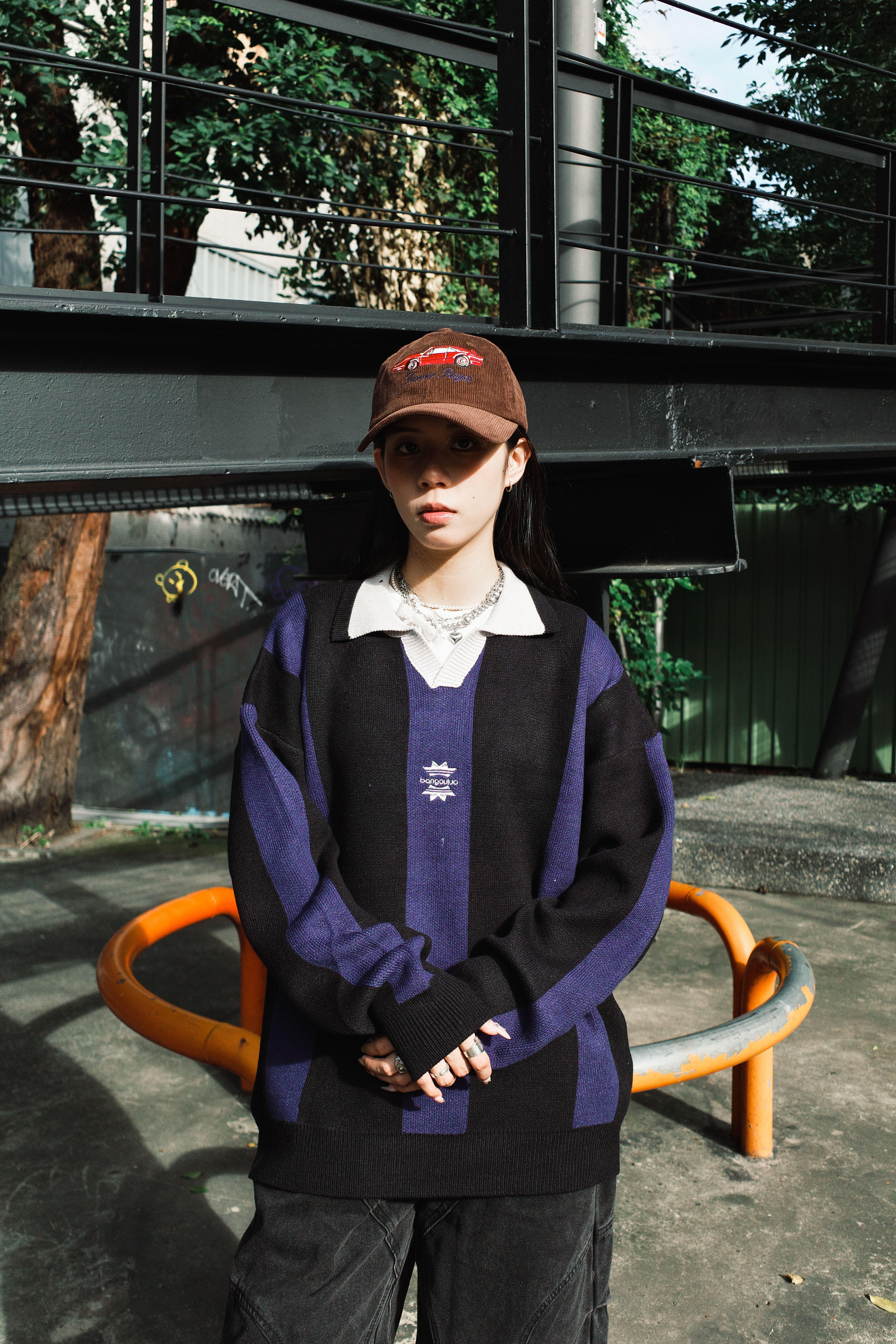 『Always_Good』刺繡 條紋 POLO領 針織 毛衣