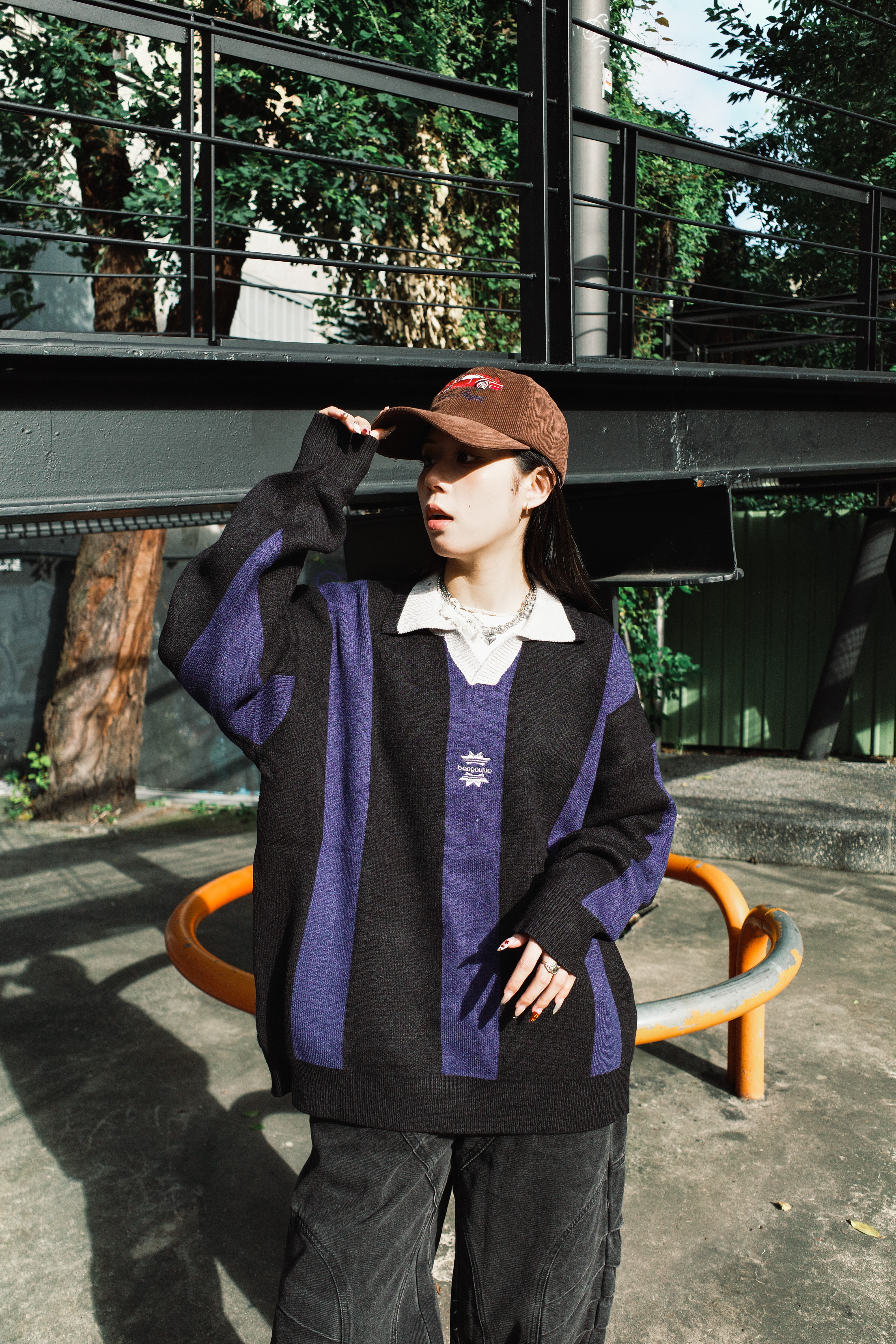 『Always_Good』刺繡 條紋 POLO領 針織 毛衣