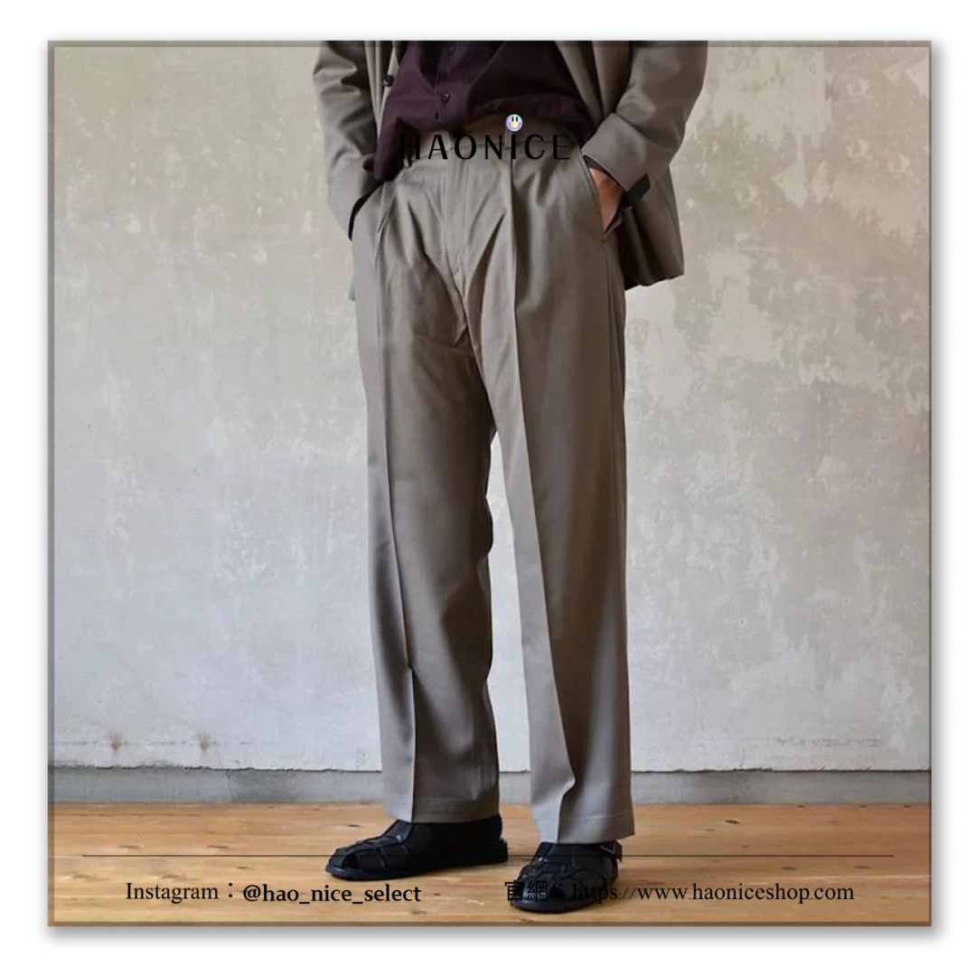 【HAO NICE】N.Hoolywood 24AW日系羊毛雙褶錐形直筒西裝褲 素色時尚
