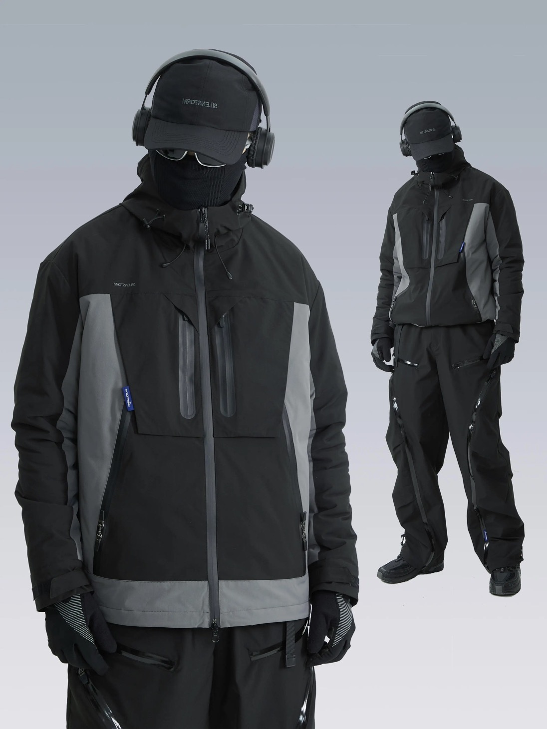 SILENSTORM "沙漏"黑白雙色棉服 拼接運達撞色衝鋒棉衣