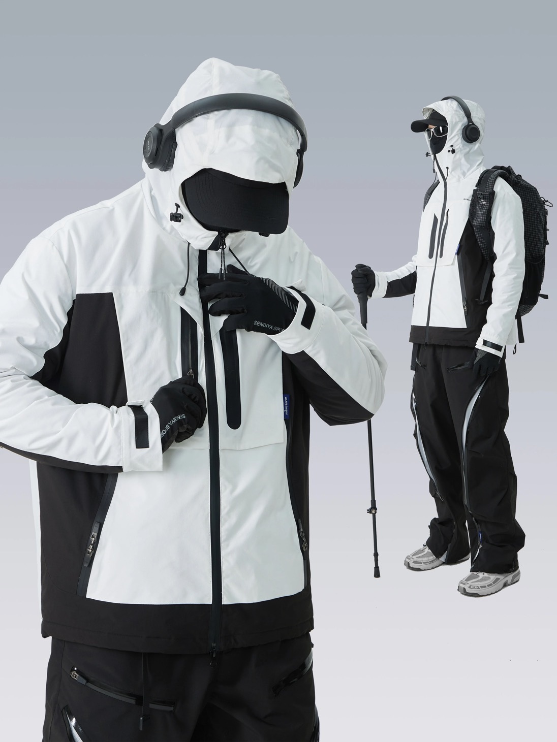 SILENSTORM "沙漏"黑白雙色棉服 拼接運達撞色衝鋒棉衣