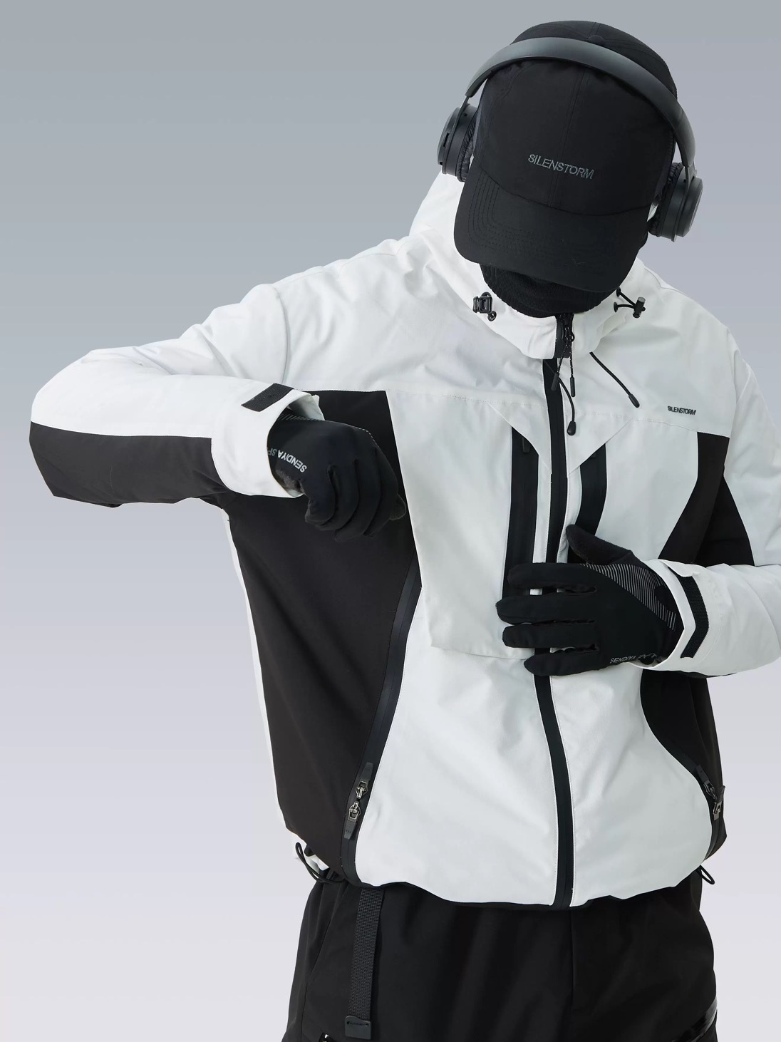 SILENSTORM "沙漏"黑白雙色棉服 拼接運達撞色衝鋒棉衣
