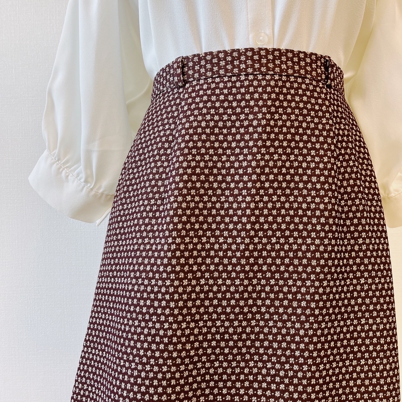 啡色小碎花古著半裙