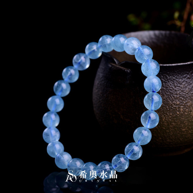 【無瑕】天然7A冰種海藍寶