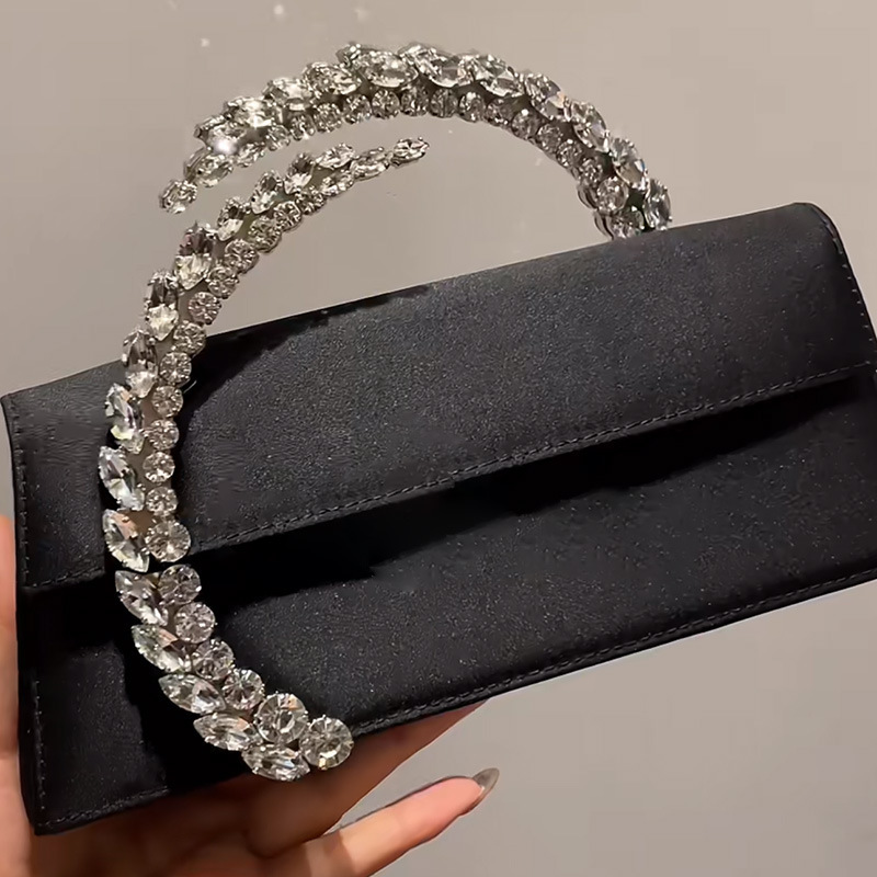 水鑽藤蔓 緞面手拿包/晚宴包