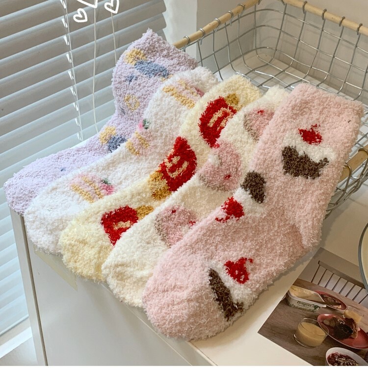 《5398》♾️秋冬可愛蛋糕甜點系列珊瑚絨襪