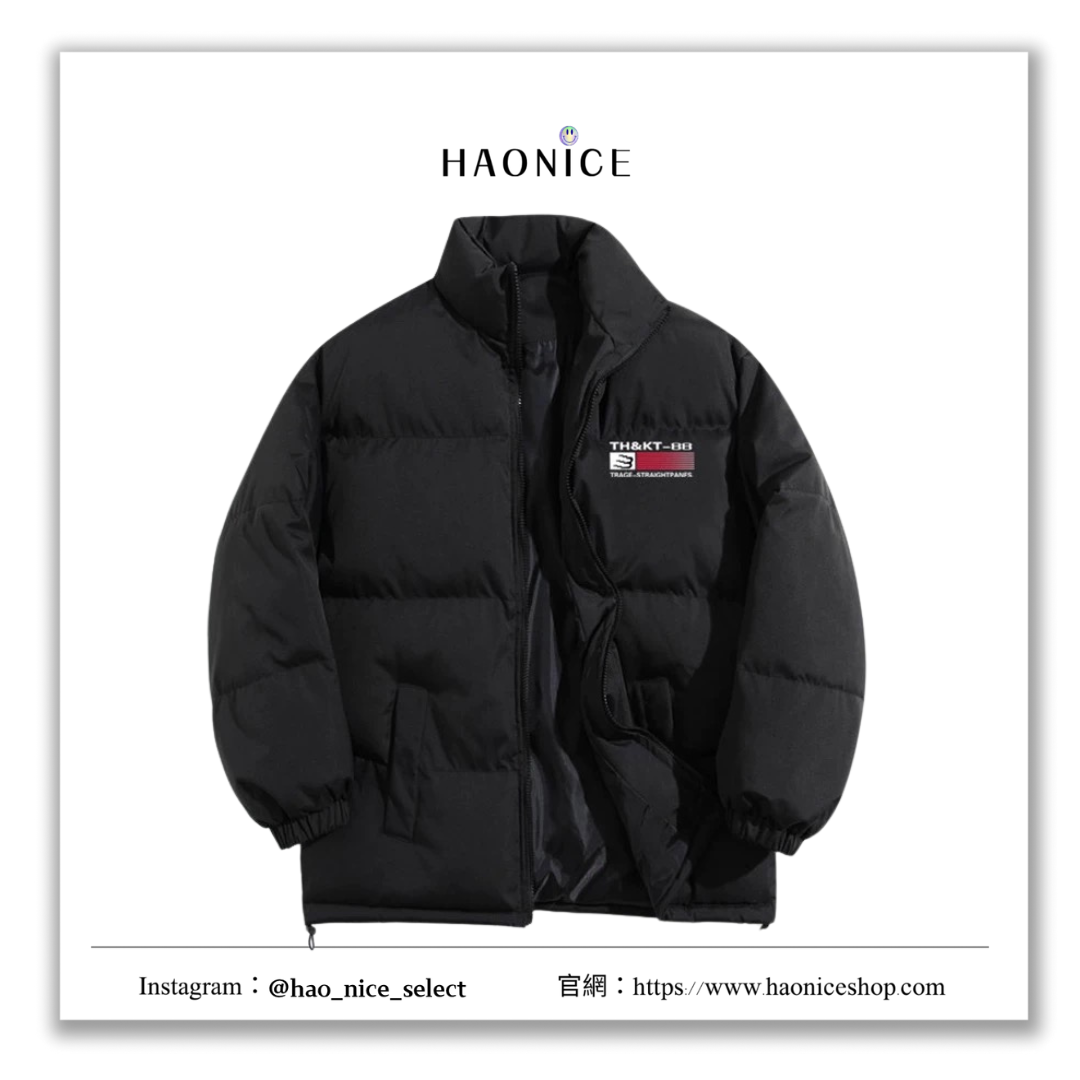 【HAO NICE】韓國🇰🇷BOBBY ABLEY韓式潮流 旗幟圖案 加絨保暖 長袖 素色麵包羽絨外套 秋冬必备款