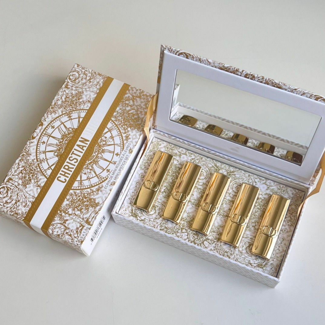 專櫃正品新款限定聖誕烈艷藍金管口紅小樣五件套盒999#777#720#