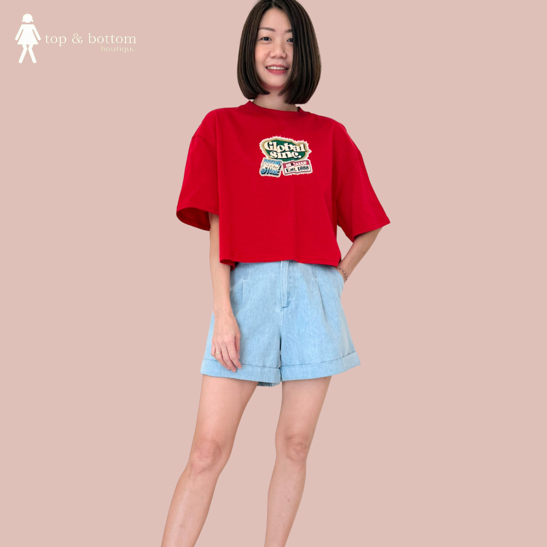 DENIM HIGH WAISTED WIDE LEG SHORTS