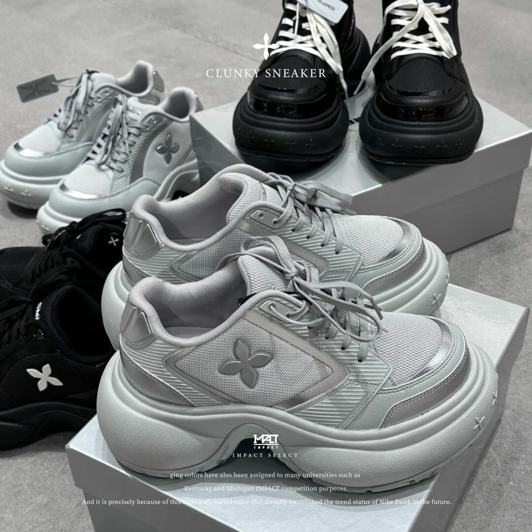 SMFK 厚底老爹鞋 小眾款 液態銀/純黑