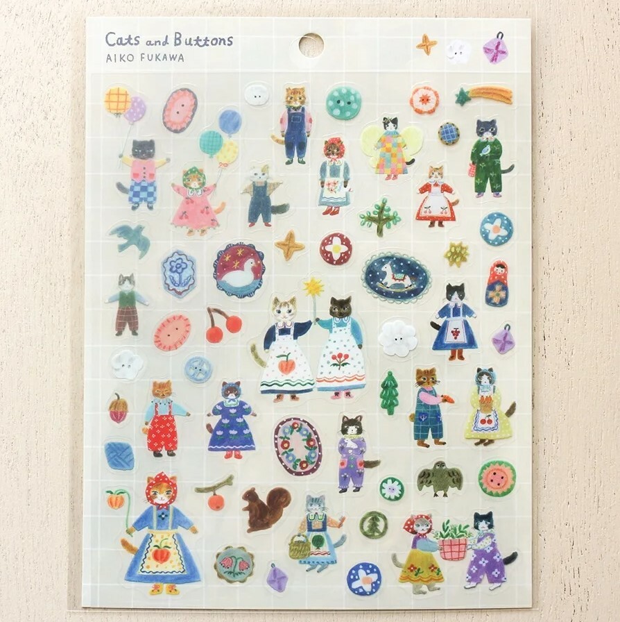 Cozyca Sticker Sheets - Cats and Buttons