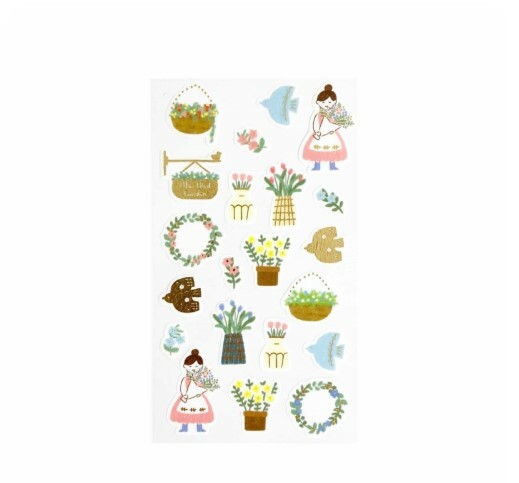Furukawashiko Sticker Sheet - Blue Bird Garden