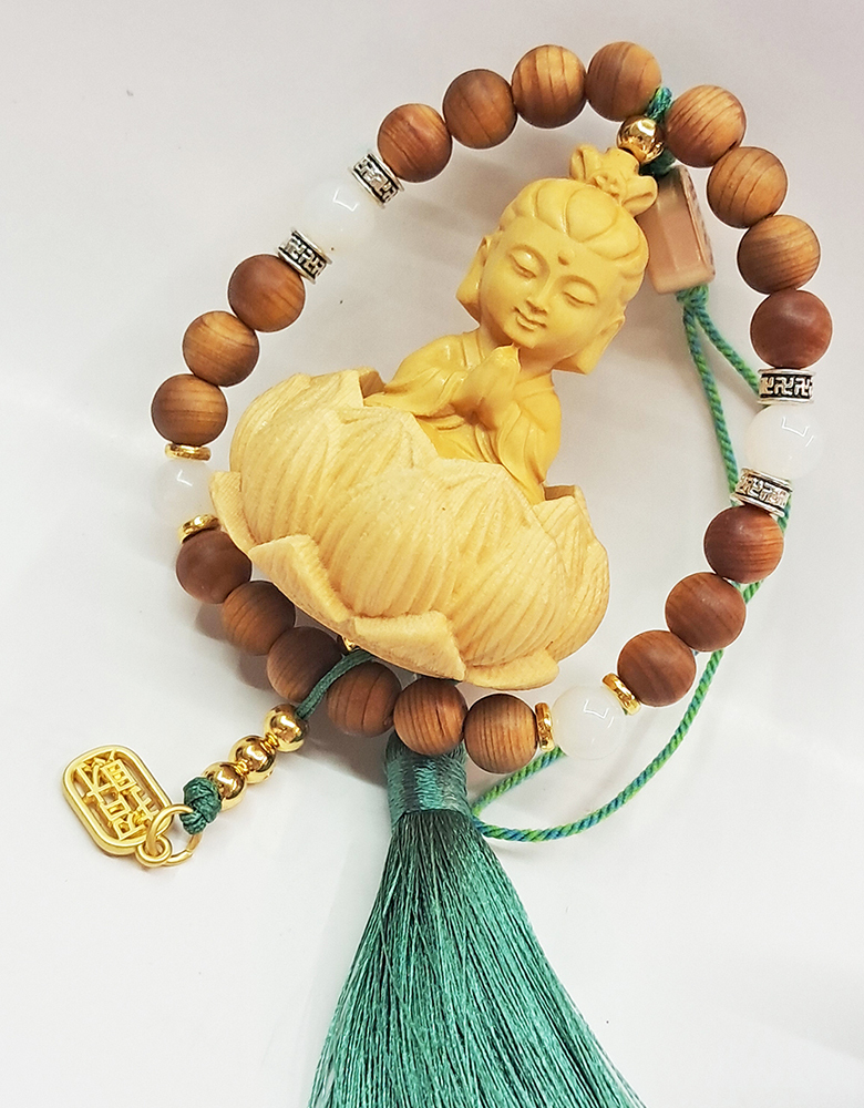 觀音蓮花{桃木}佛珠法寶掛飾【十方】154114