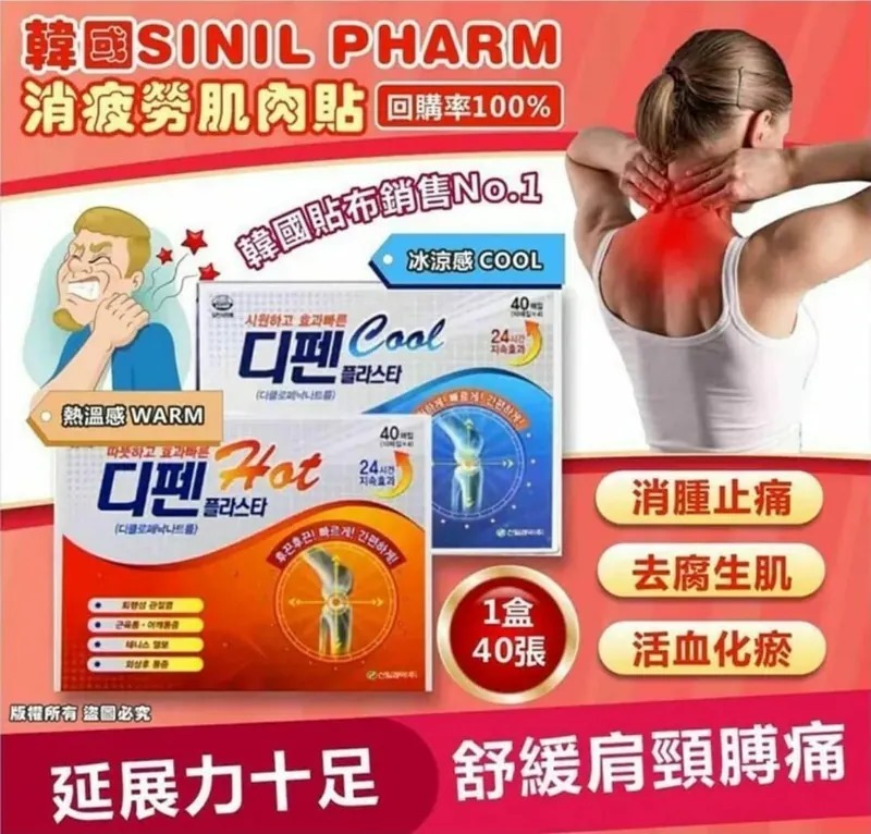 韓國SINIL PHARM消疲勞肌肉貼 1盒40張