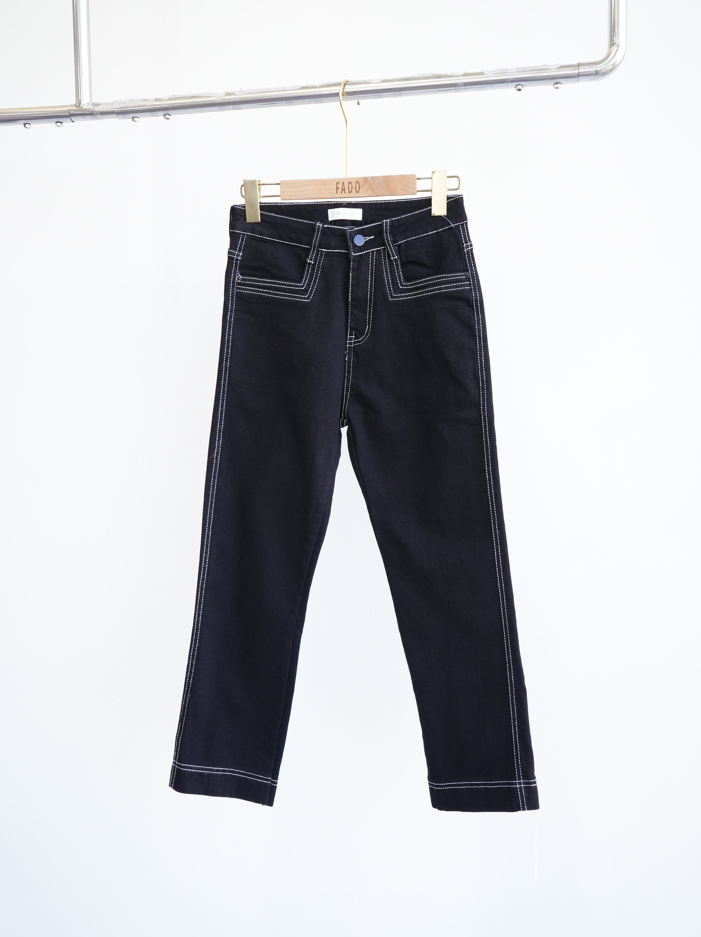 法朵Fado shop｜外車線彈力內磨毛直筒褲 2592005 黑S-XL