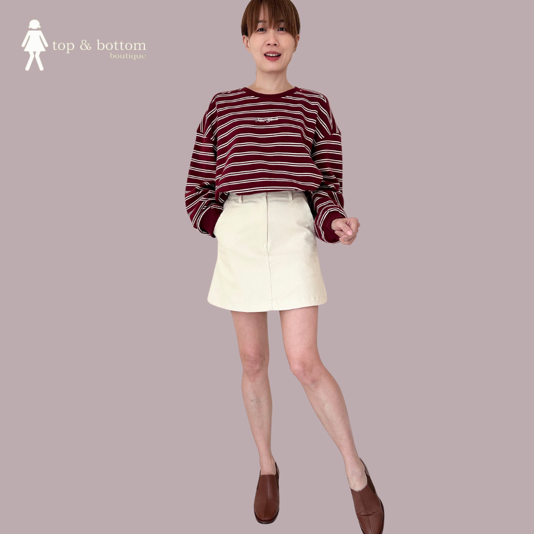 LONG SLEEVE STRIPED & WORDING SWEATS