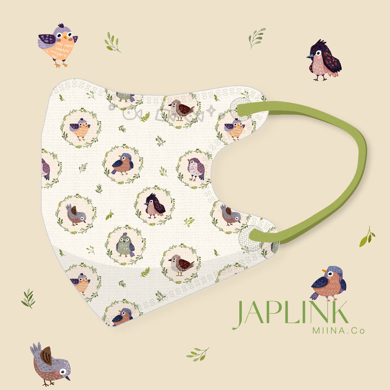 JAPLINK【 VXS 0~3歲 】3D 立體幼童口罩 / 小麻雀