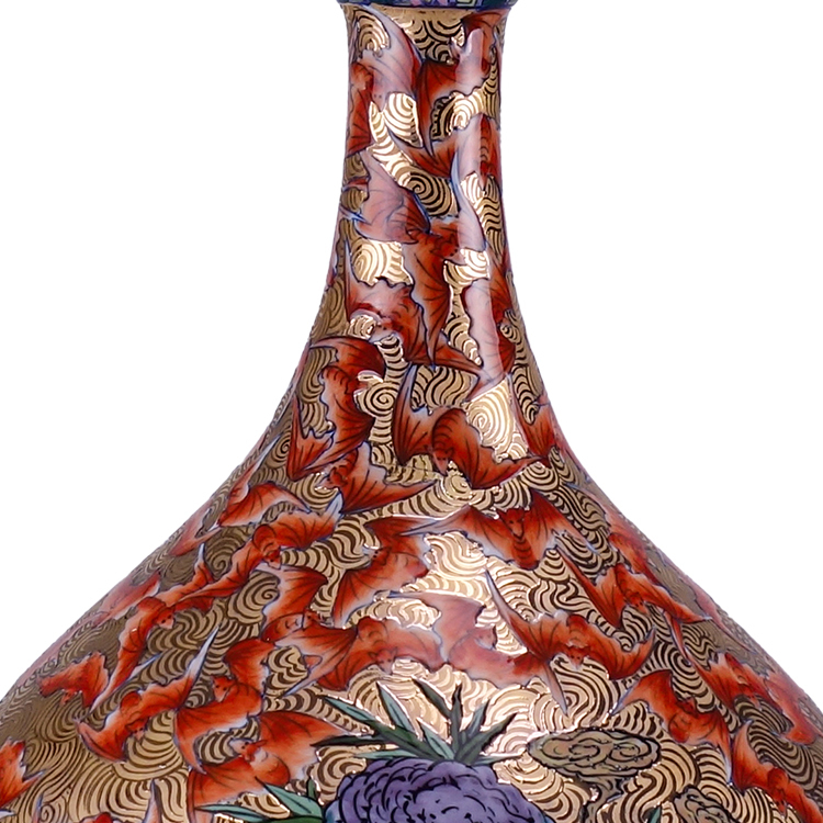 鹿港窯|富貴吉祥！67公分大清乾隆風格金彩百福常頸瓶