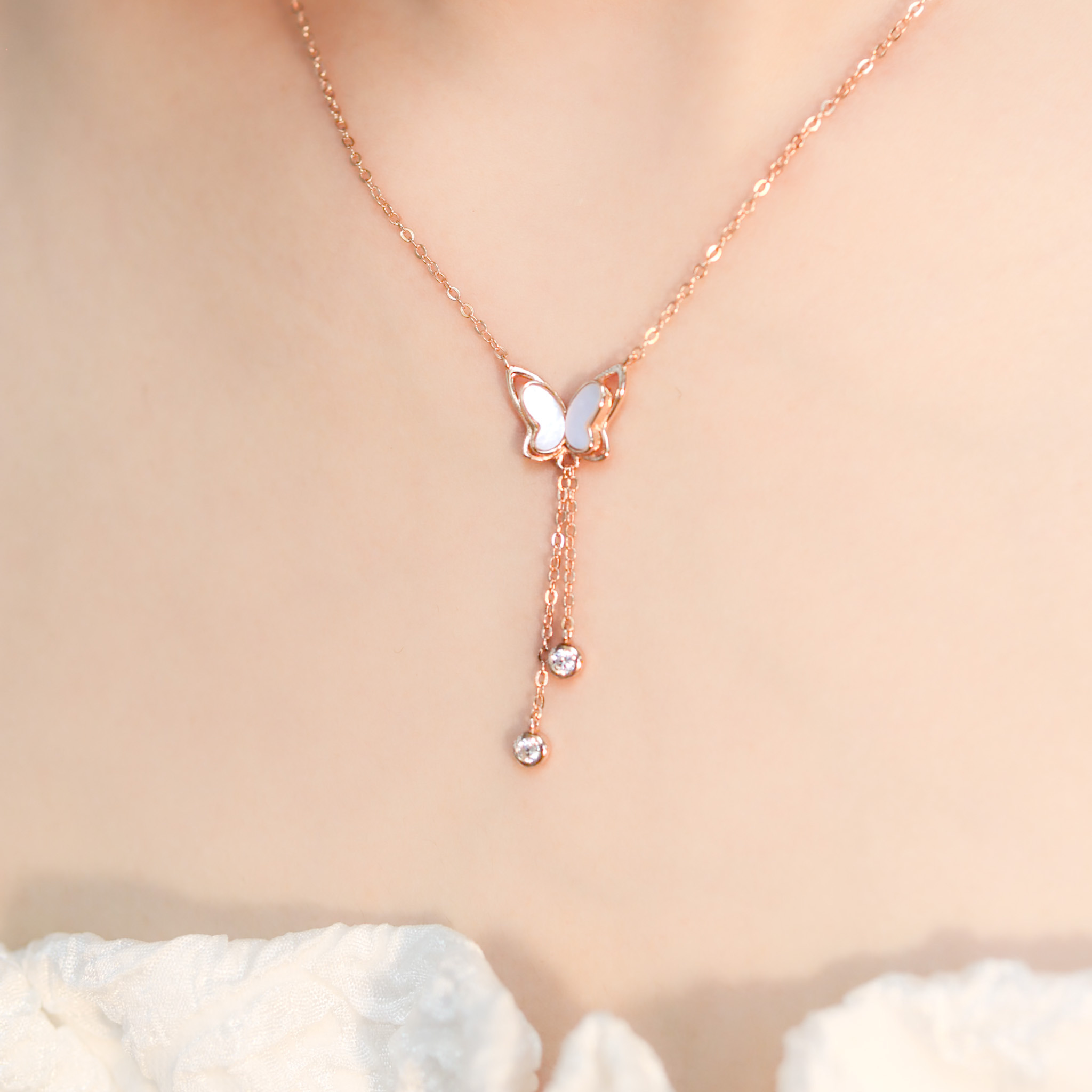 | 925純銀・玫瑰金 | 蝶願實現軌跡項鍊 | NE1261 |