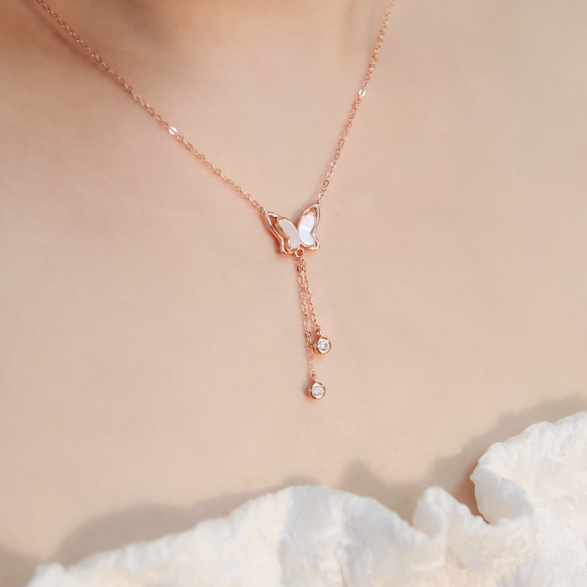 | 925純銀・玫瑰金 | 蝶願實現軌跡項鍊 | NE1261 |