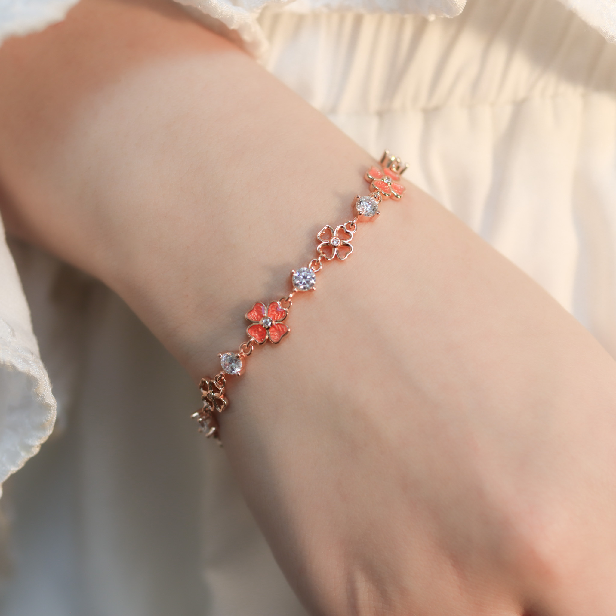 | 925純銀・ 玫瑰金 | 漫櫻幸福軟手鐲 | BR1204 |