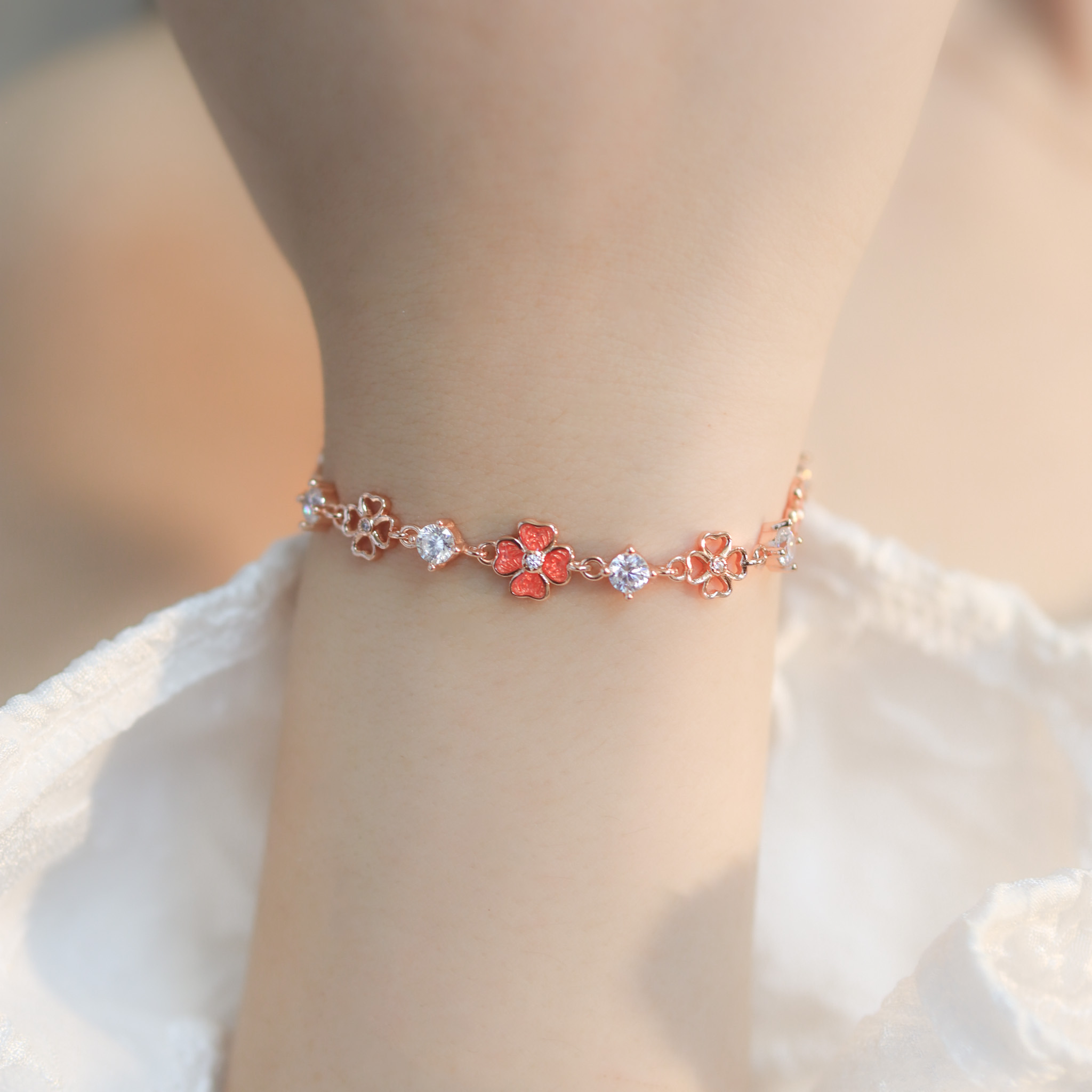 | 925純銀・ 玫瑰金 | 漫櫻幸福軟手鐲 | BR1204 |