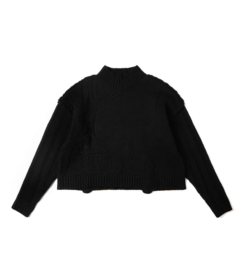 nozzle quiz® / Distress Knitwear - 黑色