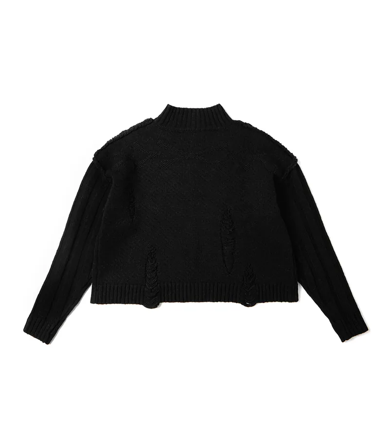 nozzle quiz® / Distress Knitwear - 黑色