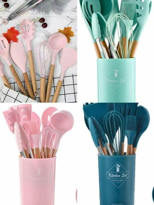 (1634)【現貨】木柄廚具9件套裝(共2款顏色)