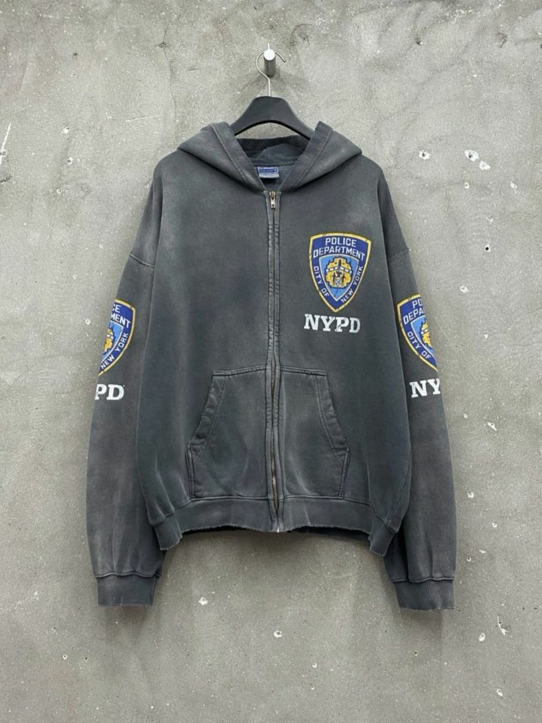 洗水英文字圖案連帽拉鍊外套(薄抓毛底) ARCHIVE-291JK