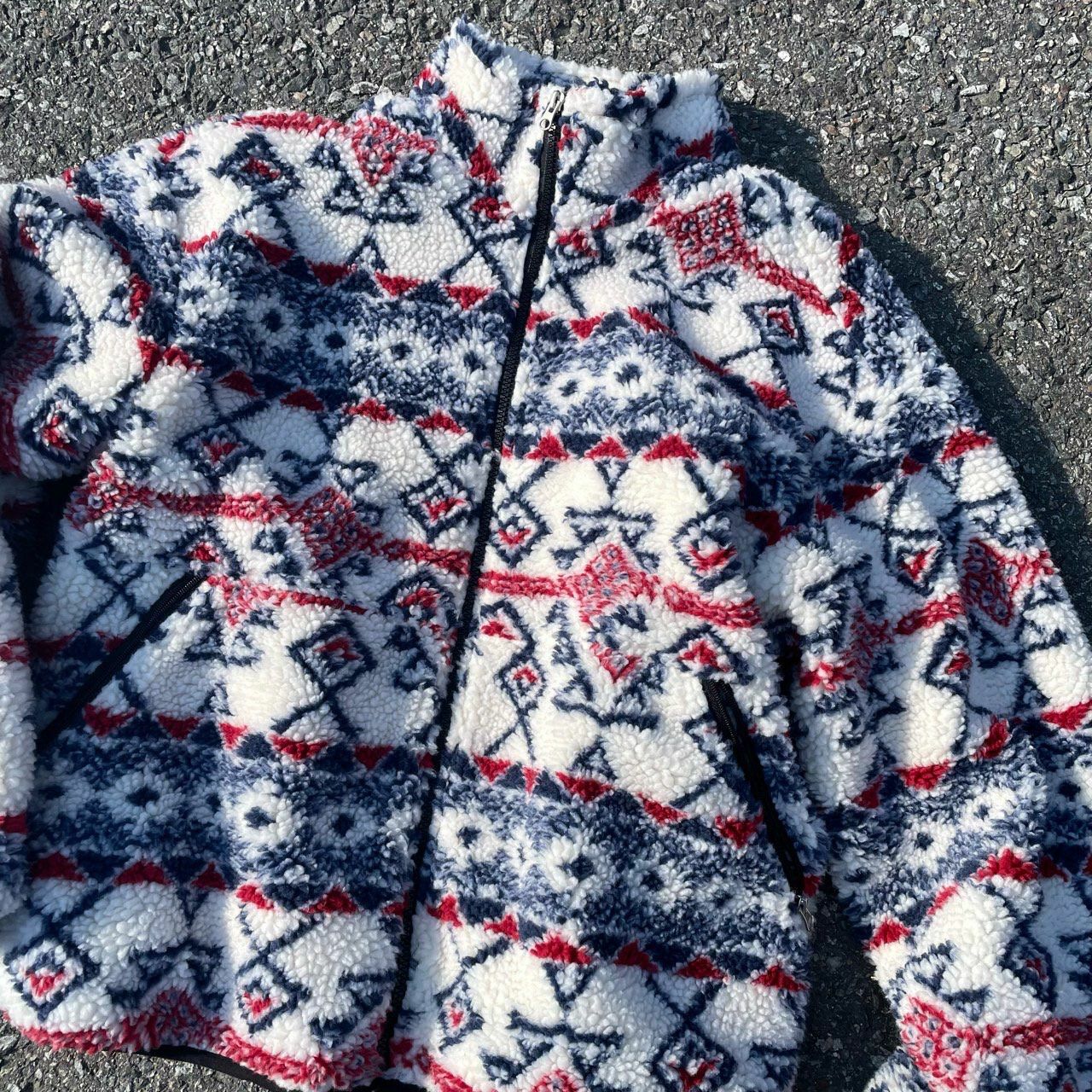 民族花拉鍊毛毛褸 OREO-098JK