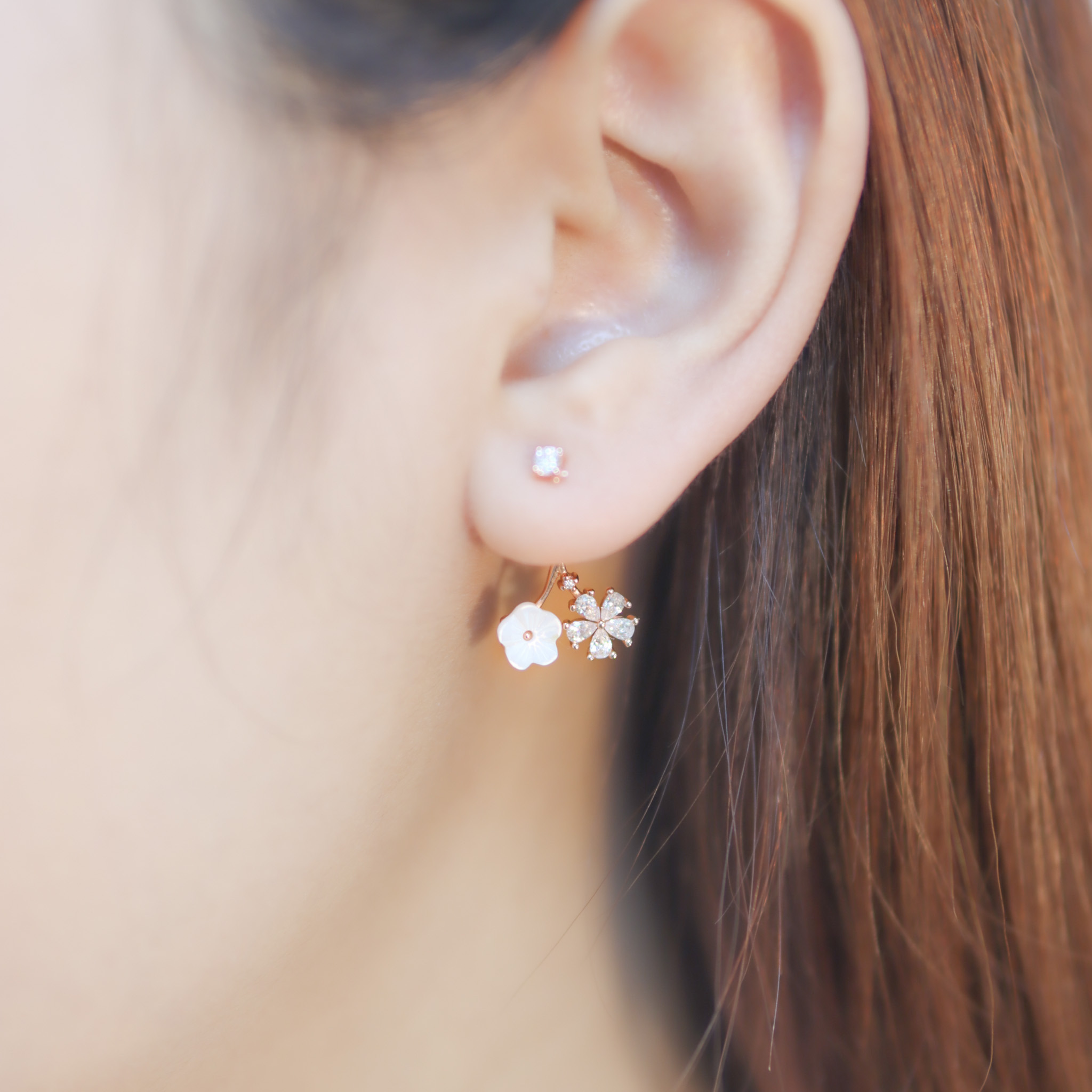 | 925純銀・玫瑰金 | 幸福花繞耳環 | EA0864 |