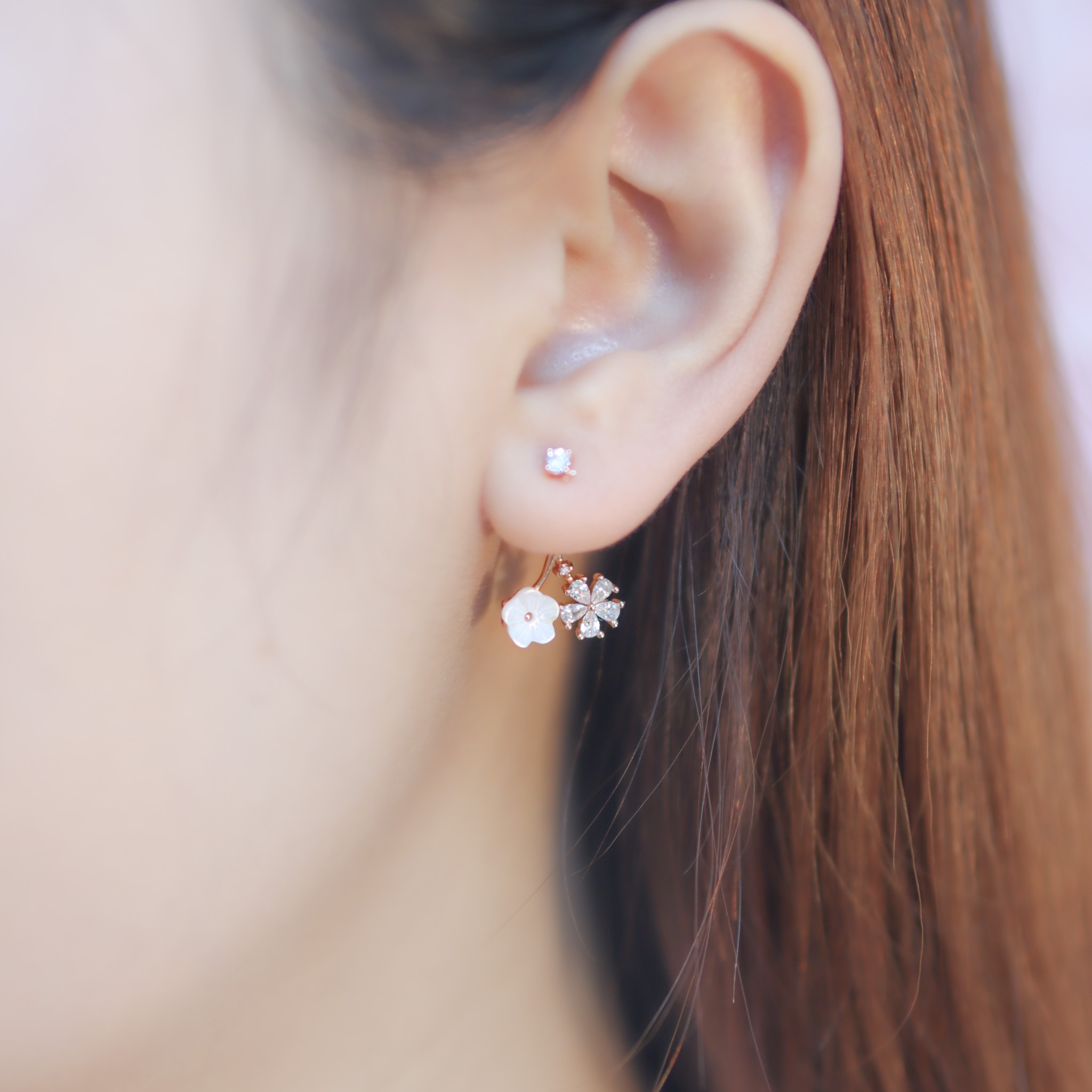 | 925純銀・玫瑰金 | 幸福花繞耳環 | EA0864 |