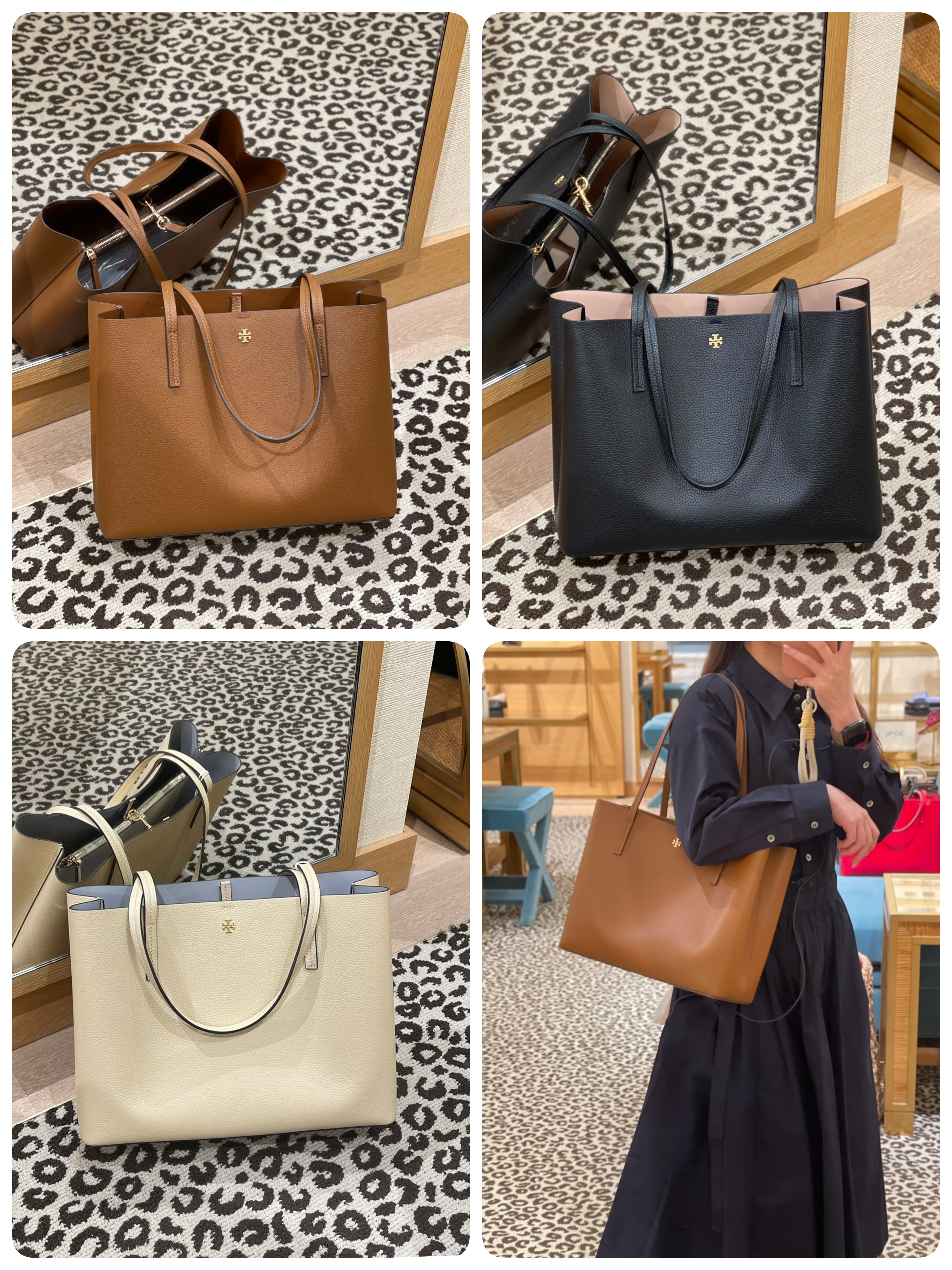 トリーバーチBlake Center Zip Tote New Tory Burch BLAKE Black Pebbled Leather Medium Center Zip
