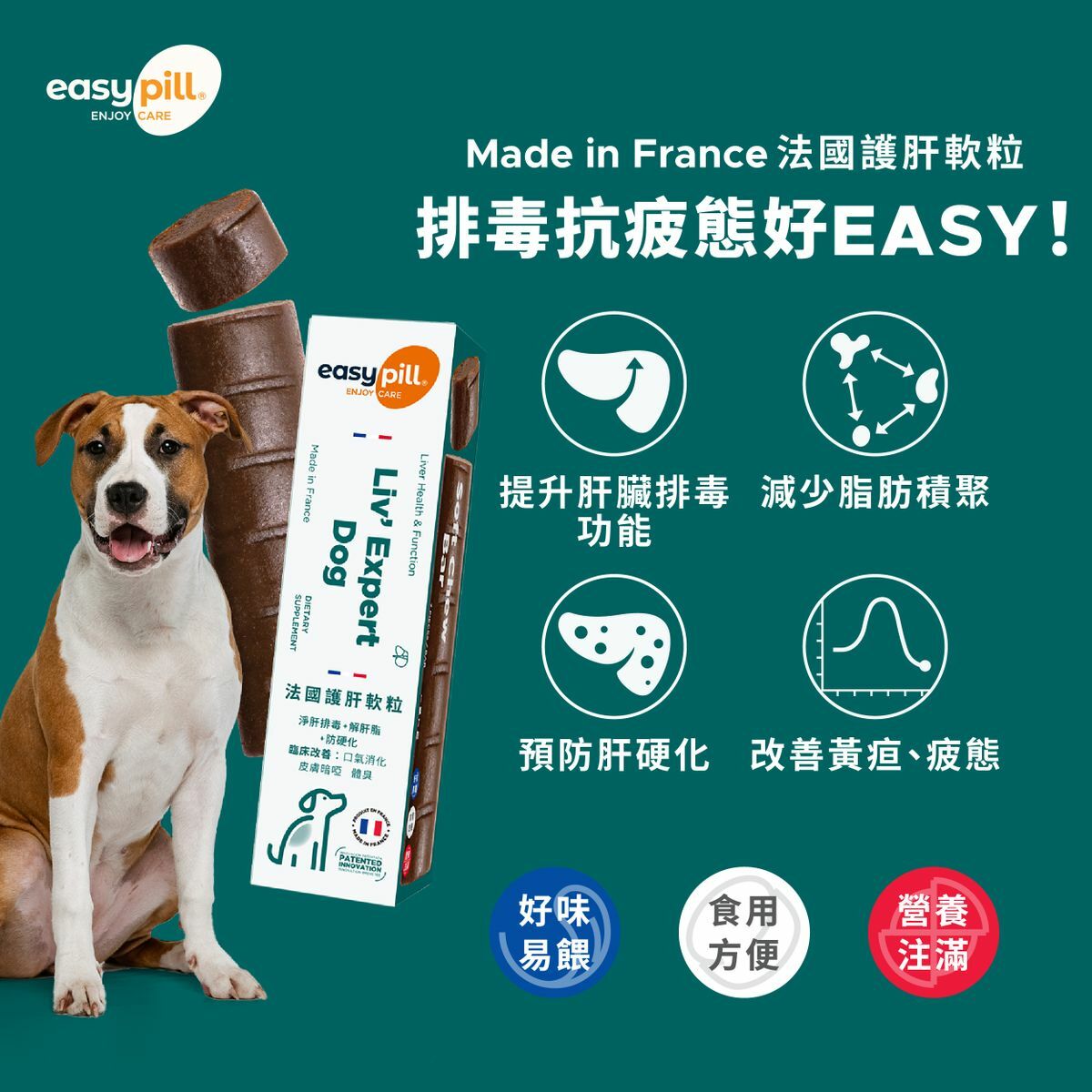 Easypill Liv' Expert Dog Soft Chew Bar 7 Pieces/Bar