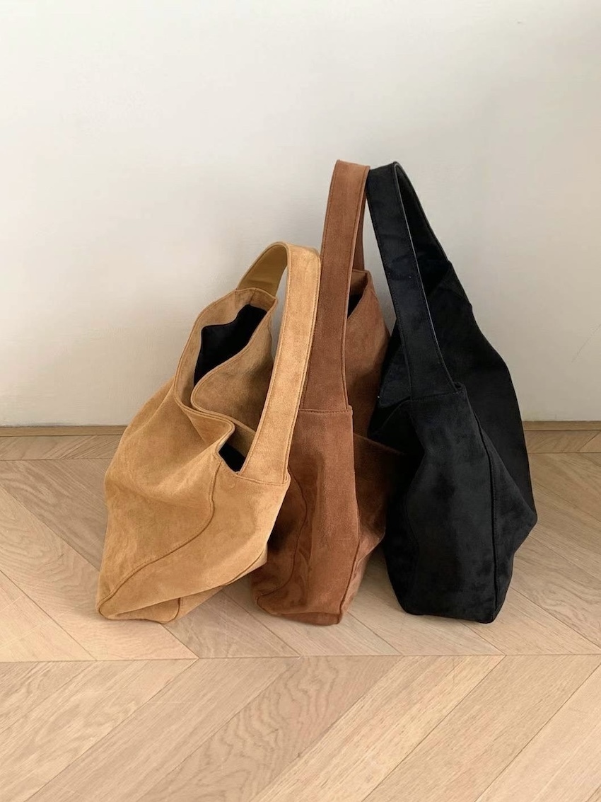 daily suede shoulder concealed button tote bag