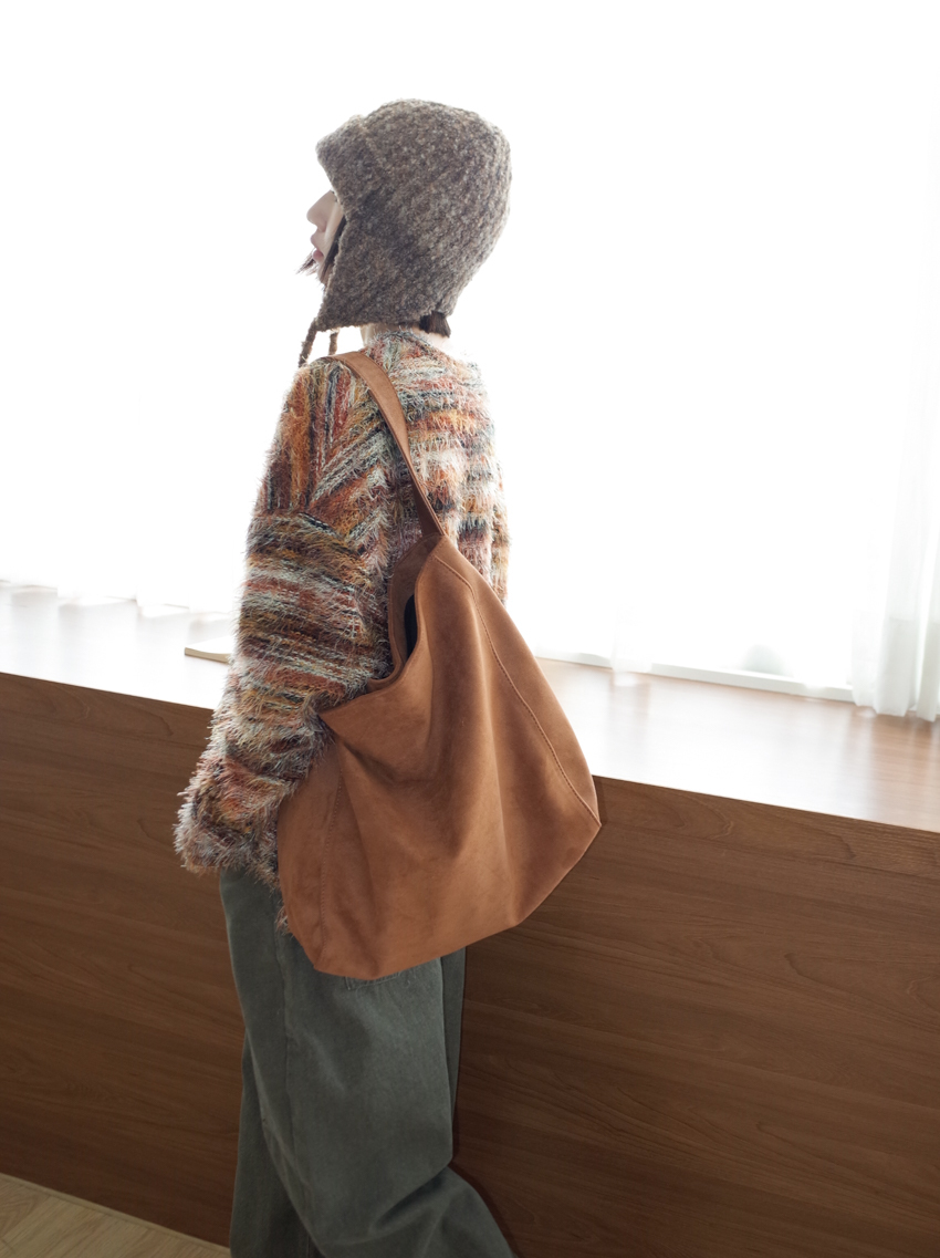 daily suede shoulder concealed button tote bag