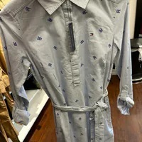 [S] TOMMY HILFIGER TH LOGO PRINT OXFORD PULLOVER SHIRTDRESS, 76J5307-501 [FINAL SALE] (STH897)