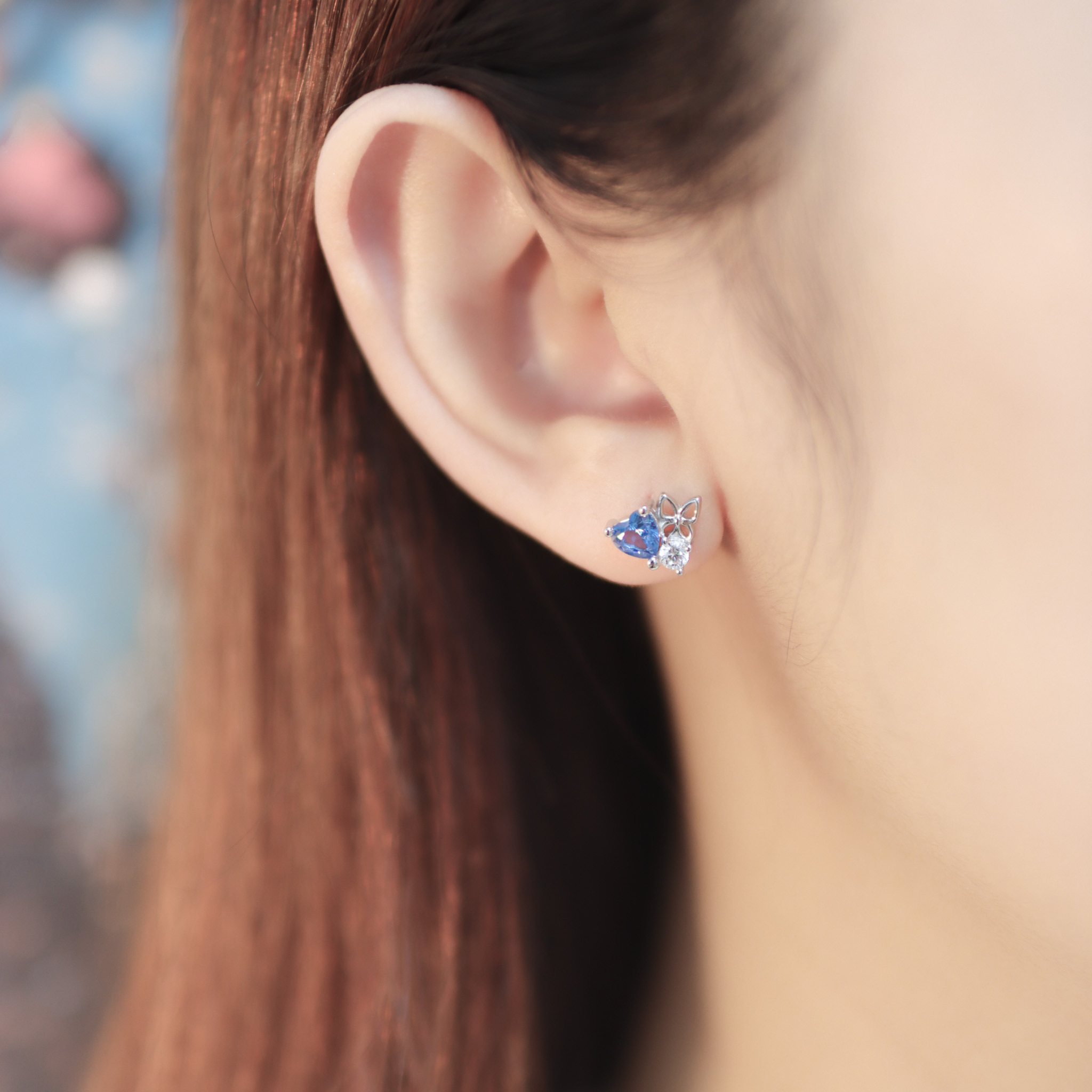 | 925純銀・白金 | 漫藍傳愛蝴蝶耳環 | EA0872 |