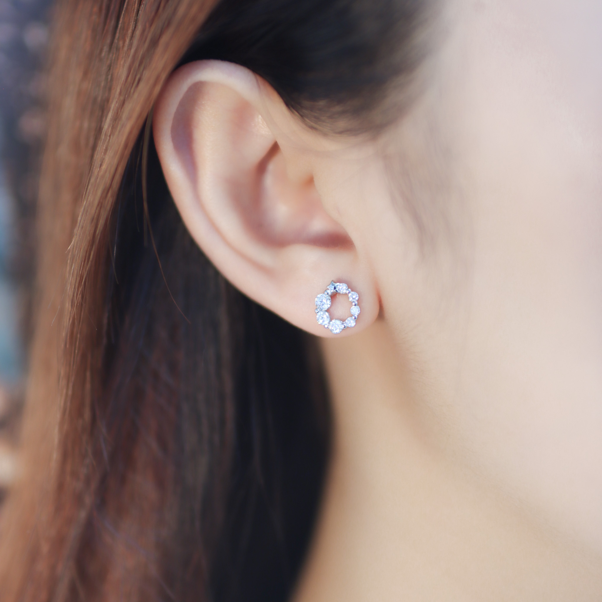 | 925純銀・白金 | 繁星花環耳環 | EA0884 |